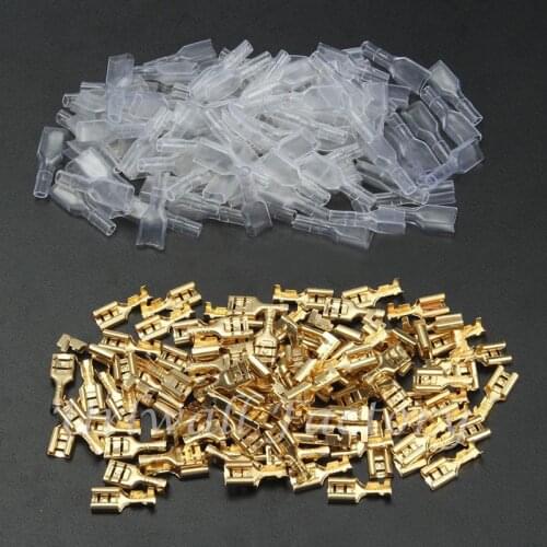 200PCS/100Pairs Male/Female Spade Crimp Terminals Electrical Insulating Sleeve Wire Wrap Connector for 22-16 AWG 0.5mm2-1.5mm2
