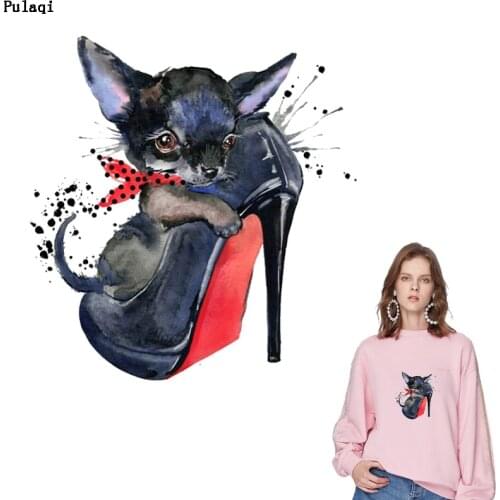 Pulaqi Cute Cat Heat Transfer Vinyl Patches Iron on Transfer for Clothes Stripes Thermo Stickers Badges Cartoon Iron on Patches