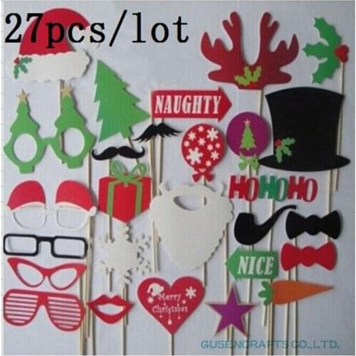 Photo Booth Props 27Pcs/Set 2017 New Year Christmas Props Photobooth For Wedding Decoration Birthday Party Event &Party Supplies