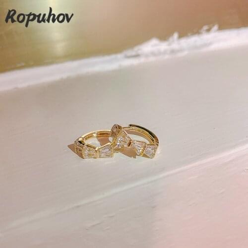 Ropuhov 2021 new Korean fashion gift woman gold plating geometry luxury earring simple buckle personality bling wholesale
