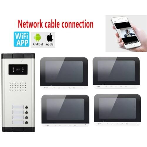 Network cable connection 7 ‘’ WIFI wireless video intercoms for home 2/3/4 indoor Monitor Doorbell with camera Outdoor System