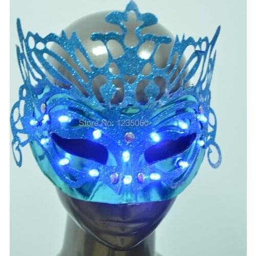 LED Mask Glowing Mask With Battery LED Clothing Light Party Prop Womens Luminous Mask Masquerade Activities Accessories