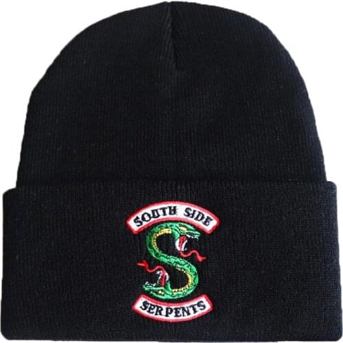 Tv Series Riverdale South Side Serpent Cosplay Costume Hat Adult Man Woman Embroidered Dome Knit Hat Warm Pullover Hip Hop Trend