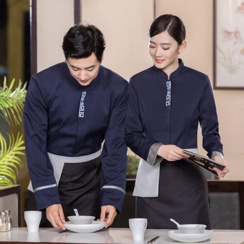Hotel Uniform Resurante Waiter Uniform Women Chinese Cafe Chef Jacket Men Teahouse Staff Work Wear Food Sevice Waitress Uniform
