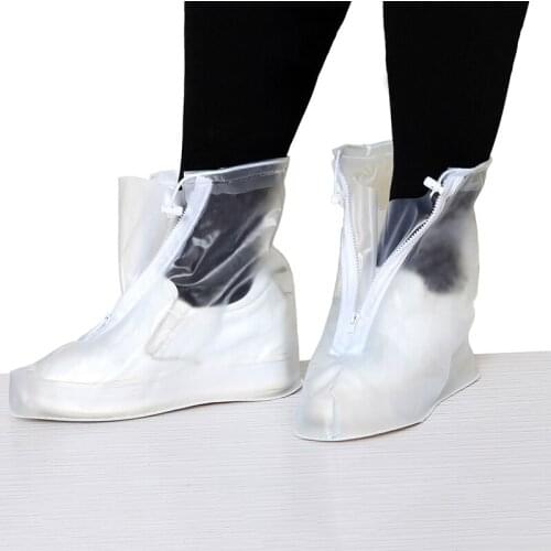 1Pair PVC Waterproof Protector Shoes Boot Cover Unisex Waterproof Zipper Rain Shoe Covers High-Top Anti-Slip Rain Shoes Cases