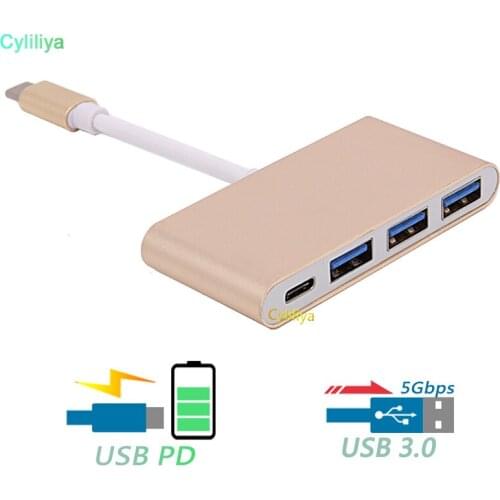 40pcs UBS 3.1 Type-C to 3 Ports High Speed Type C To USB 3.0 HUB Charging Port Adapter for New MacBook 12