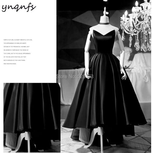 YNQNFS M162 Black Formal Dress Prom Sleeveless Satin High Low Ball Gown Elegant Mother of the Bride Dresses Party Guest 2019