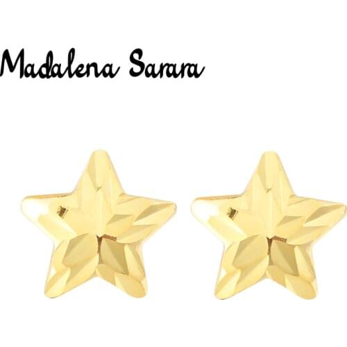 MADALENA SARARA Pure 18k Gold Earrings Simple Star Stud Women Earrings AU750