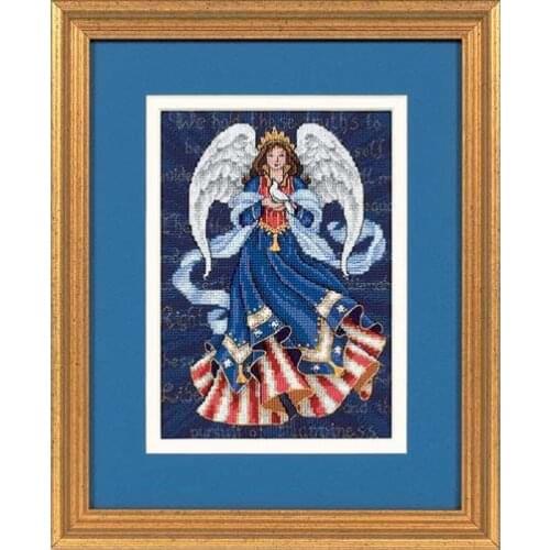 Gold Collection Lovely Counted Cross Stitch Kit Patriotic Angel Fairy Goddess Truths Pursuit Happiness dim 6911 06911