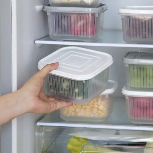 1 Pcs Creative Round Garlic Onion Ginger Drain Sealed Plastic Box Fridge Crisper Debris Fridge Box Kitchen Organizer