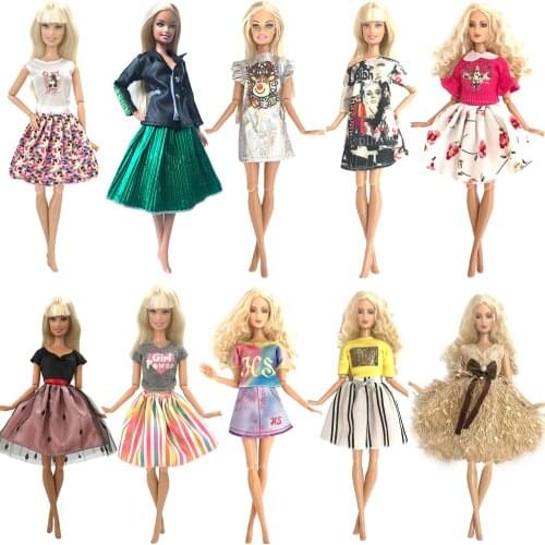 New 1 Pcs Cool Dress Colorful Dream Skirt Pretty Shirt Casual Party Style Costume For Barbie Doll Girl Accessories 293C