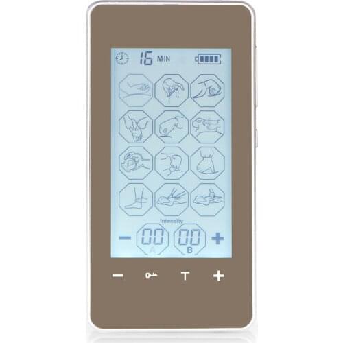 2 in 1 LCD EMS Massager Unit 12 Mode ElectroTherapy USB Rechargeable Electric Muscle Stimulator Device