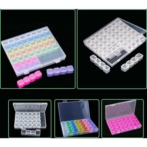 28/56Pcs small grid Adjustable Transparent Plastic Storage Box for diamond mosaic Tool Box special shaped bead Organizer