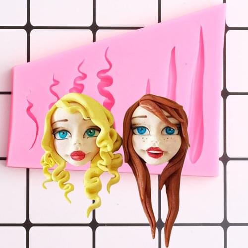 3D Doll Hair Fondant Molds Cupcake Silicone Molds DIY Party Baby Birthday Cake Decorating Tools Candy Chocolate Gumpaste Mould