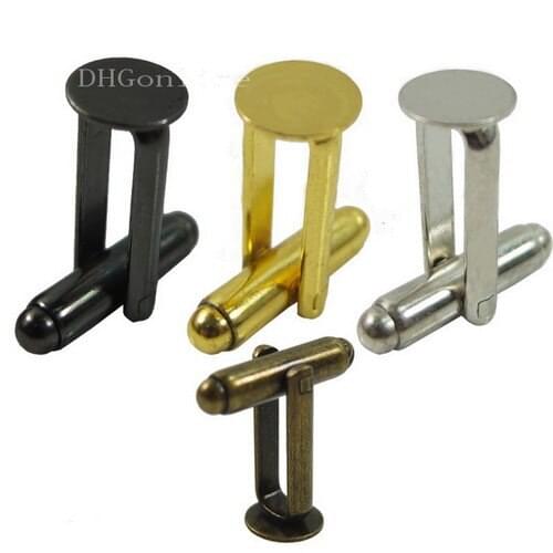 400 PCS Metal Blank Plated CuffLink CUFF LINKS Blank 9mm Pad MIX Color Choice