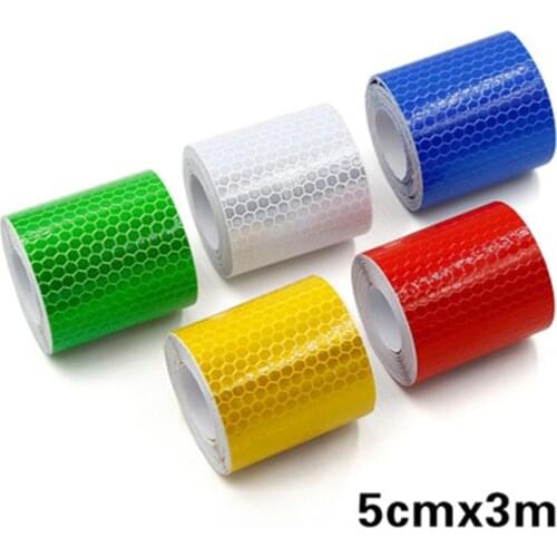 5cmx3m Safety Mark Reflective tape stickers car-styling Self Adhesive Warning Tape Automobiles Motorcycle Reflective Film 5color