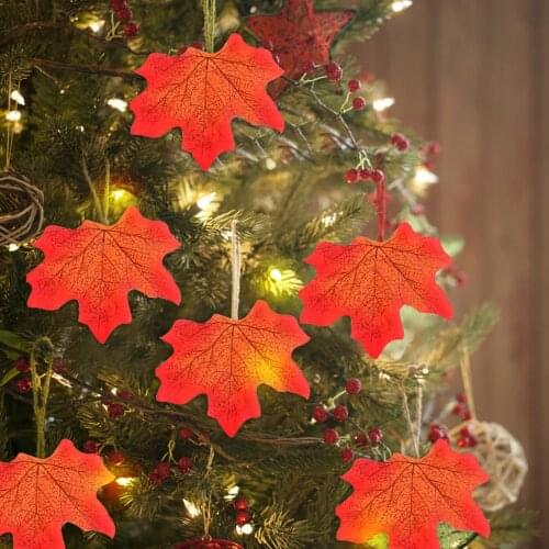 50pcs /Pack 6PC Artificial Silk Maple Leaves Thanksgiving simulation Maple Leaves Decoration Window stickers Mixed Fake Flower