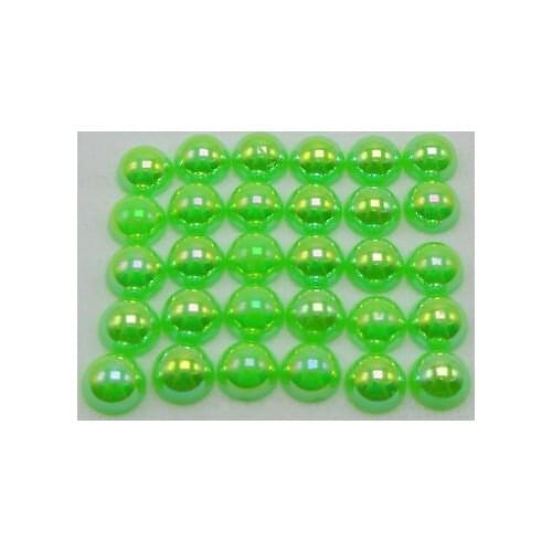 500 Soft Green Luster AB Acrylic Round Half Pearl 8mm FlatBack Beads Scrapbook