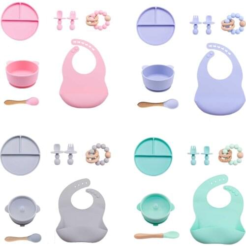 6 PCS Baby Feeding Bowl Set Food Grade Silicone Plate Suction Bowl Baby Feeding BPA Free Infant Waterproof Tableware