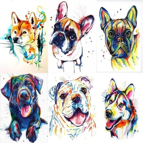 DIY diamond painting colorful pet dog 5D full square round diamond embroidery animal mosaic handmade home decoration