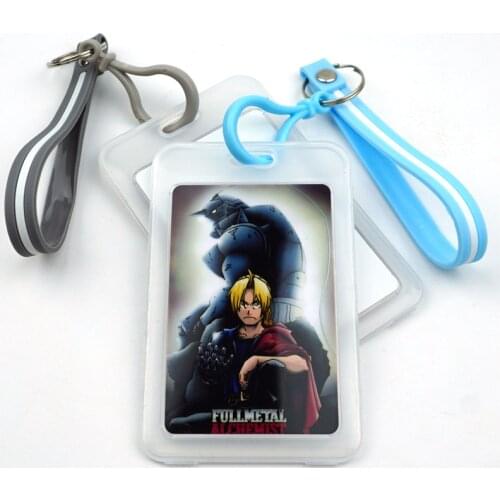Anime Fullmetal Alchemist Edward Elric Card Cover Key Chain Bank Credit Card Holder Plastic Student ID Bus Card Sleeve Protect