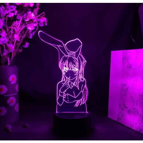 Anime Waifu Mai Sakurajima LED Night Light Bedroom Decor Manga 3D RGB Lights Gift for Friends Bunny Girl Room Decor Novelty Lamp