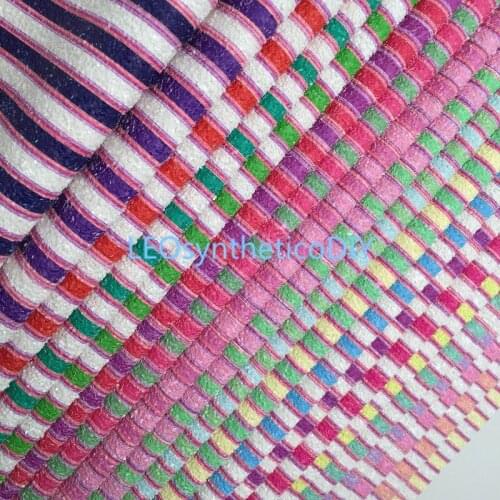 1PC 21X29CM Glitter Fabric,Chunky Glitter Leather, Stripes Printed Glitter Leather Sheets For Making Bows LEOsyntheticoDIY R245