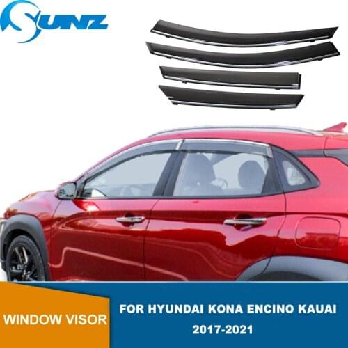 Side Window Deflectors For Hyundai Kona Encino Kauai 2017 2018 2019 2020 Smoke Window Visor Car Wind Shield Sun Rain Visors SUNZ