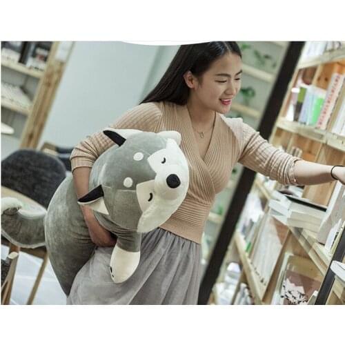 Big new plush lying husky dog toy soft gray husky pillow gift about 95cm 2942