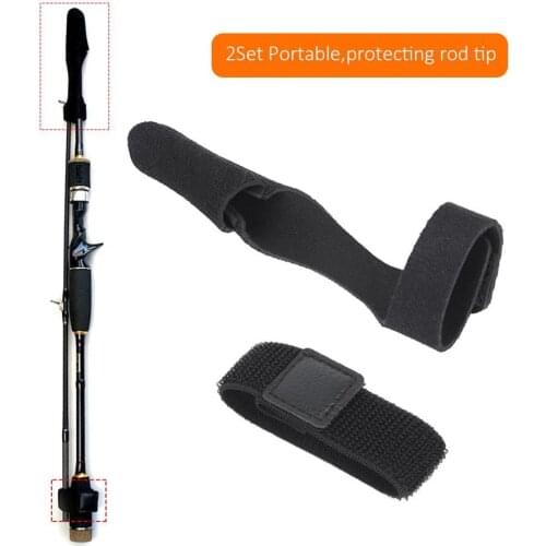 2pcs/lot Telescopic Fishing Rod Tip Cover + Fishing Rod Holder Belt Strap Fishing Tool Fishing Rod Fastening Strap Set