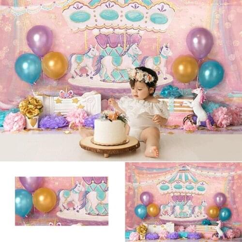 Circus Cake Smash Photography Backdrops Princess Girl Birthday Photo Props Studio Booth Background