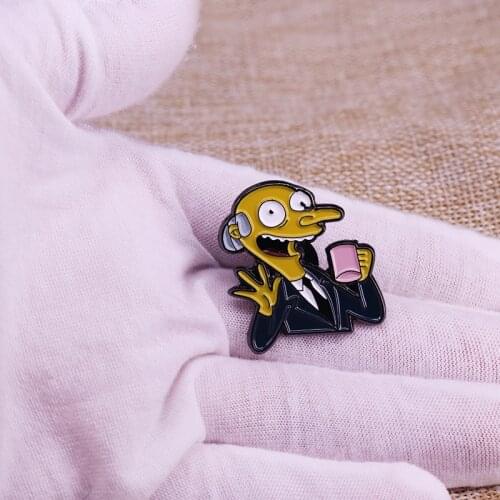 Mr Burns Coffee Time Enamel Pin American Cartoon Situation Comedy Brooch Badge
