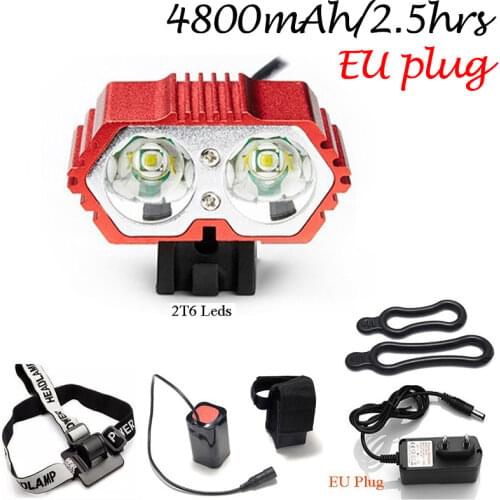 2000 Lumen 2T6 Bicycle Light Headlamp for Bike Led Cycling Headlight 20W MTB Riding Lamps Mountain Front Head Lamp Accessories