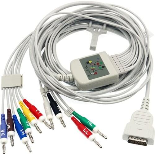 GE Marquette Compatible ECG EKG Cable 10 Leads Banana IEC for MAC 400, MAC 1000, Microsmart M