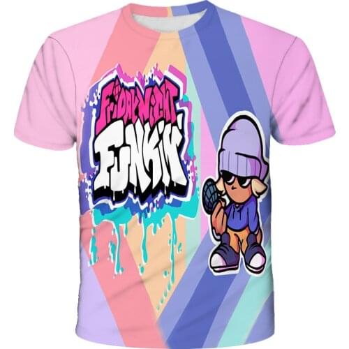 Fridaynight Funkin Diary Summer Casual Style 3D Pattern T-Shirt BoyGirls Fashion Street Casual Short Sleeve Top 4-14