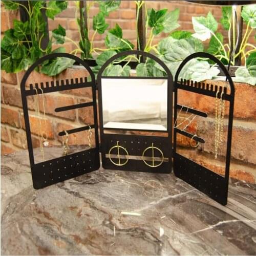 Aynalı Metal Takılık Takı Standı Takı Düzenleyici Siyah