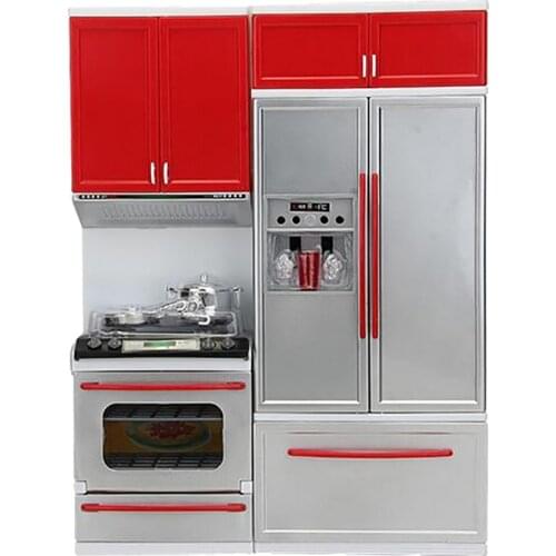 Girls ABS Simulation Mini Cabinet Stove Toy Kids Kitchen Cooking Set Children Pretend Play Toy Doll House Appliances Cabinet Set