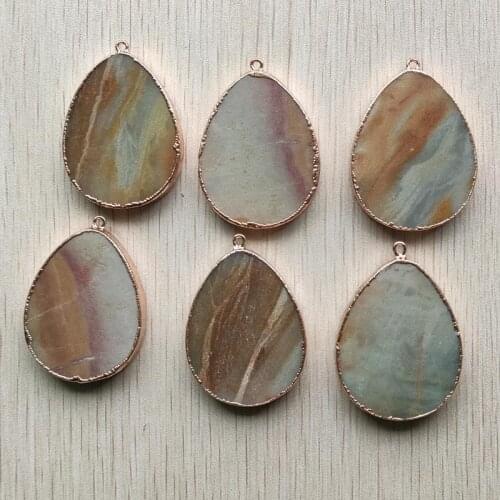 Fashion good quality natural amazonite stone water drop shape pendants for jewelry making 6pcs/lot Wholesale free shipping