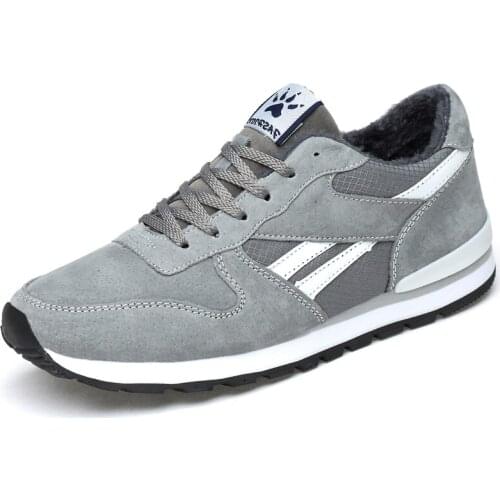 Genuine Leather Winter Sneakers Men Breathable Shoes Keep Warm Plush Shoes-men Snow Walking Sneakers Homens Mans Footwear Rubber