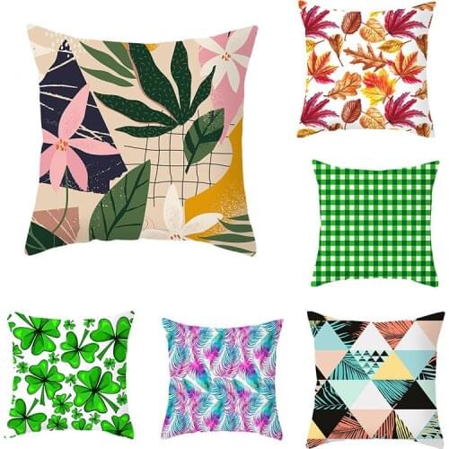Pillow Cushion Cover Microfiber Pillowcases Plants Leaves Printed Decorative Throw Pillows Covers For Sofa Home Decor 45*45cm/pc