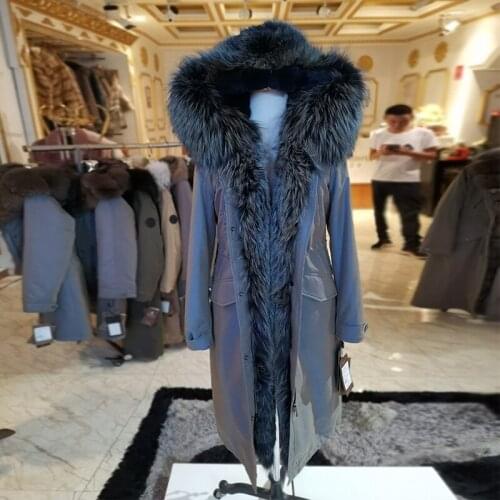 2020 new raccoon fur collar Mid-length Removable cotton lining Send to overcome female Overcoat Ladies jacket 17017-2-M108