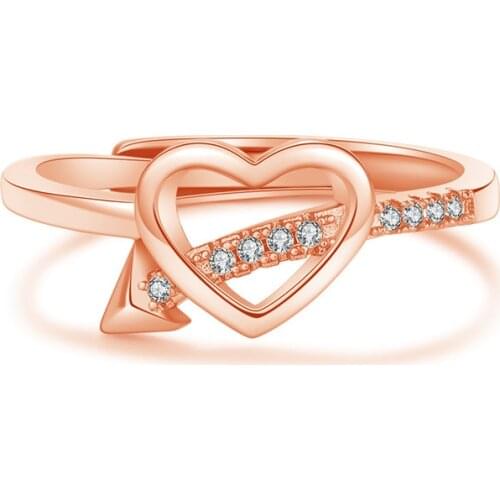 New Exquisite An Arrow Through A Heart Design Rings Adjustable Rose Gold Ring for Women Wedding Jewelry