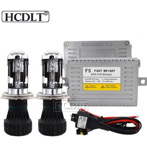 HCDLT Original 55W DLT F5 Fast Bright Cnlight H4 Bixenon HID Kit 4300K 5000K 6000K H4-3 Hi/Lo Beam Bulb Cnlight Xenon Lamp Kit