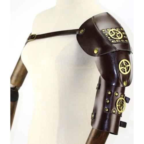 Punk Rock Gothic Cosplay Pirate Steampunk Palace Pu Leather Cone Nail Arm Armor