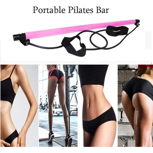 Pilates Bar Kit with Resistance Band Yoga Exercise Pilates Bar with Foot Loop Yoga Pilates Stick Sit-Up Bar Resistance Band