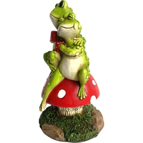 Resin Animal Couple Frog Garden Ornament Outdoor Lawn Figurine Statues
