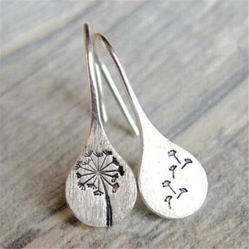 Simplicity Retro Dandelion Earrings Unique Design Asymmetric Silver Color Earrings for Women European American Female Jewelry