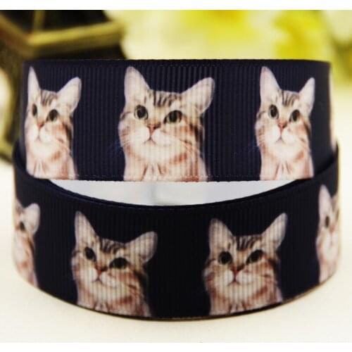 22mm 25mm 38mm 75mm Cat Cartoon printed Grosgrain Ribbon party decoration 10 Yards X-03421