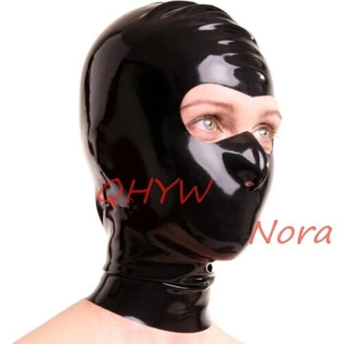 Sexy Design Black Women Full Face Handmade Latex Hood Open Eye and Nose Holes Fetish Customize Size Anime Cosplay