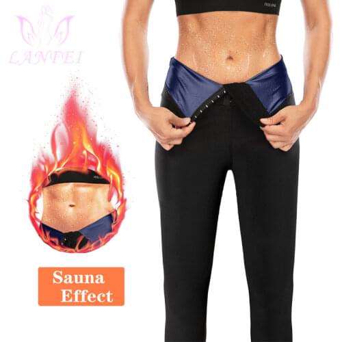 LANFEI Sweat Shaper Pants Waist Trainer Leggings Women Shapers Sauna Pant Slim Fat Burning Gym Push Up Sports Tight Fitness Pant